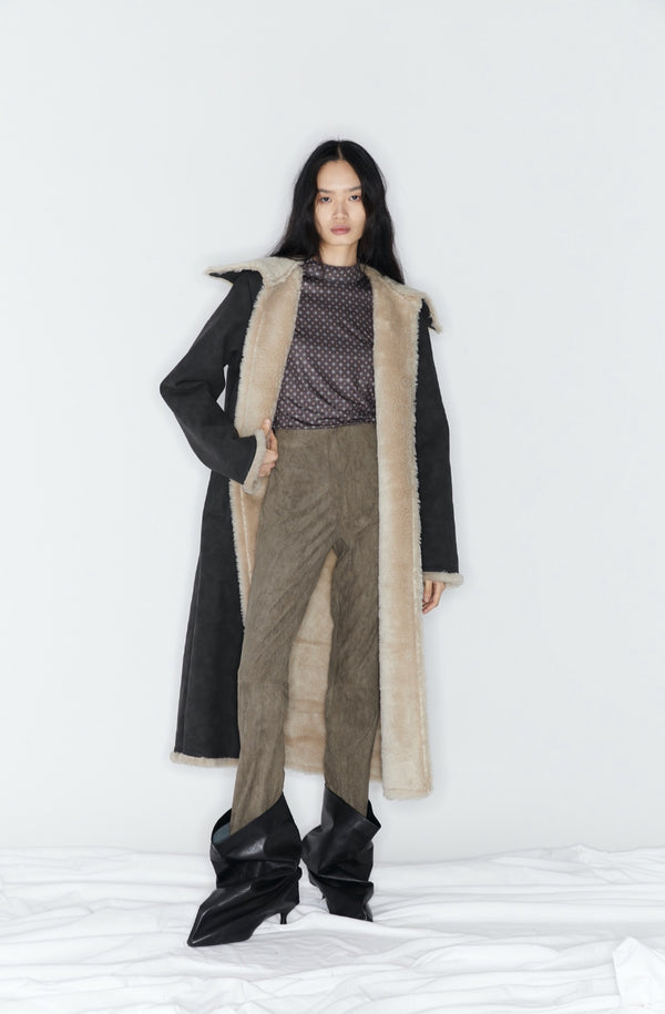 NHOJ Faux Shearling Collar Coat