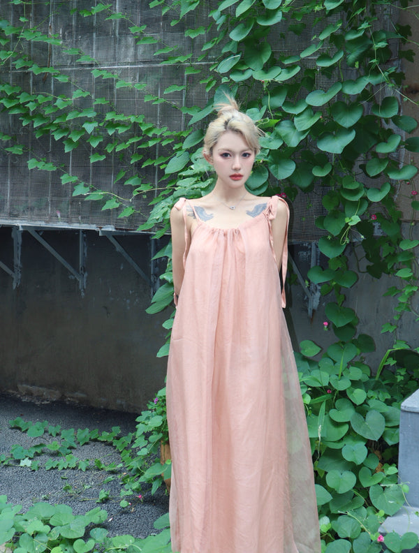 DEPLUMER Pink Silk Dress